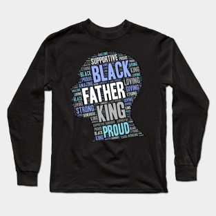 Black Man Father's Day Words in Afro Long Sleeve T-Shirt